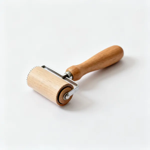 A small wooden seam roller with a handle