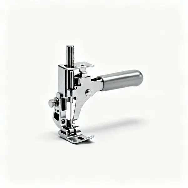A metal walking foot sewing machine attachment with a feeding mechanism