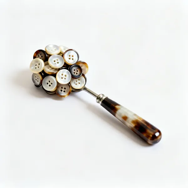 A small tight cluster of horn and mother of pearl buttons, centred with clear space at every edge