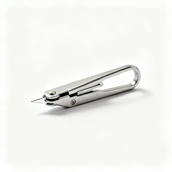 A small metal sewing hem gauge with a sliding marker
