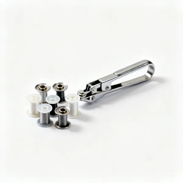 A group of metal and plastic sewing machine bobbins