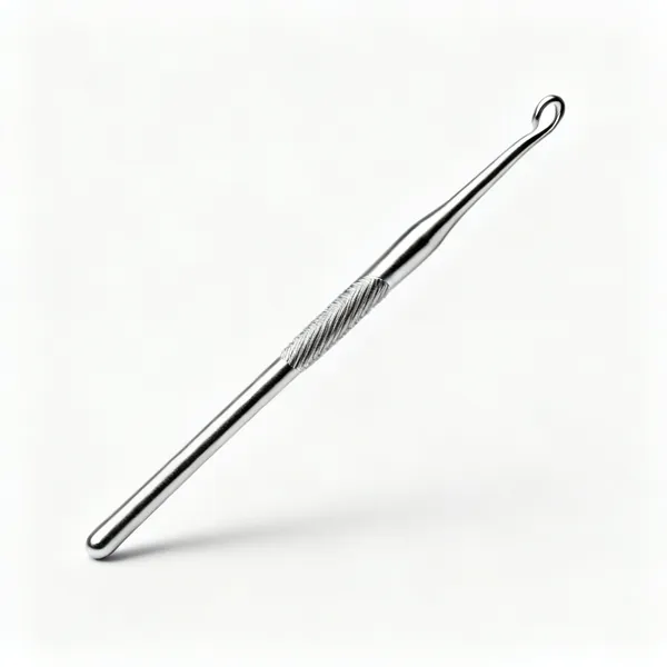 A metal crochet hook