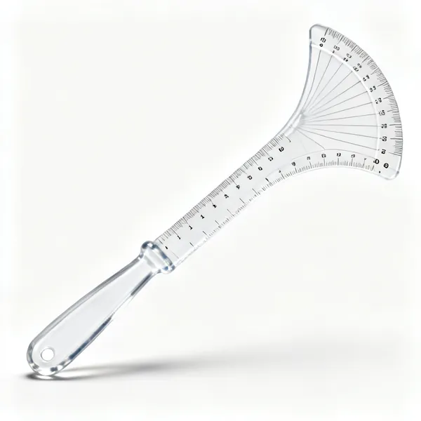 A clear plastic french curve pattern ruler
