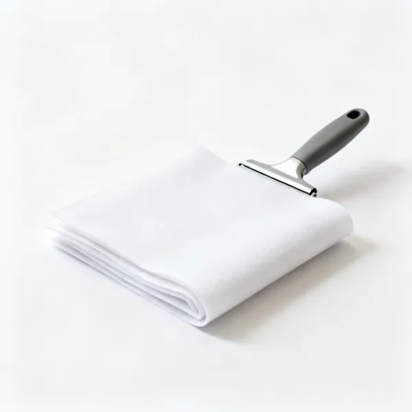 A folded piece of white fusible interfacing