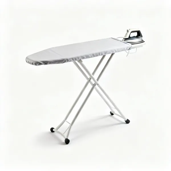 An ironing board with a cover