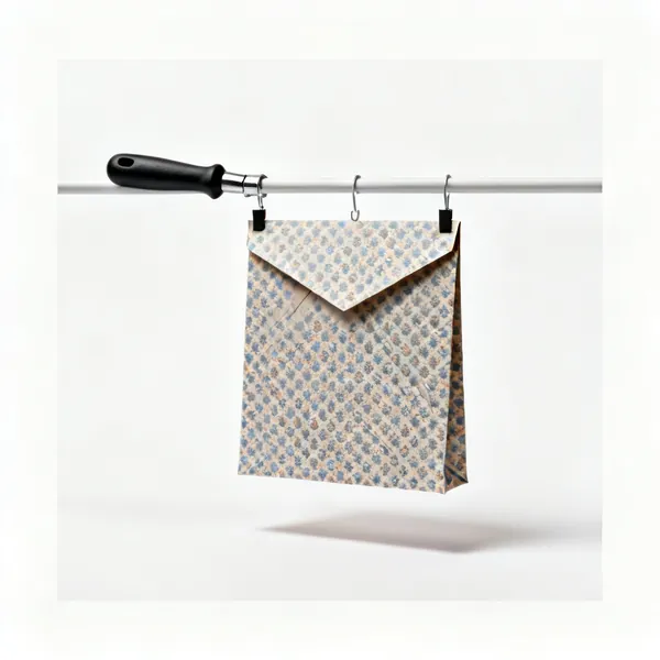 Pattern storage: Pattern envelopes hanging on a rail