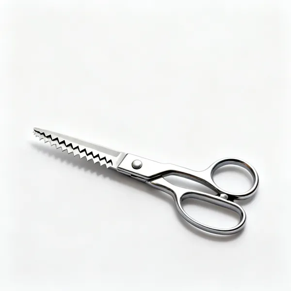 A pair of pinking shears with zigzag blades