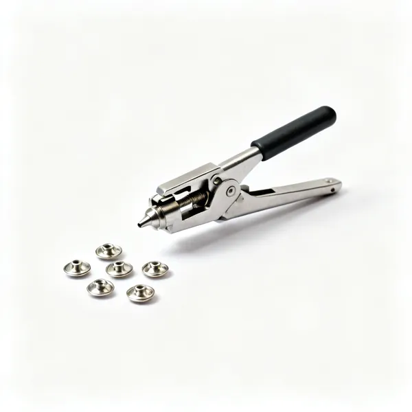 Press studs: Metal press stud snap fasteners with a setting tool