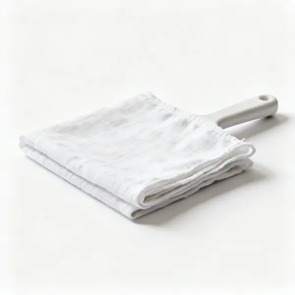 A folded muslin pressing cloth
