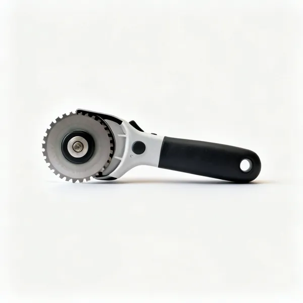 Rotary cutter: A rotary fabric cutter with a circular blade
