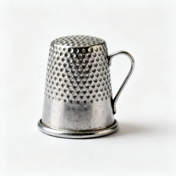 A metal sewing thimble