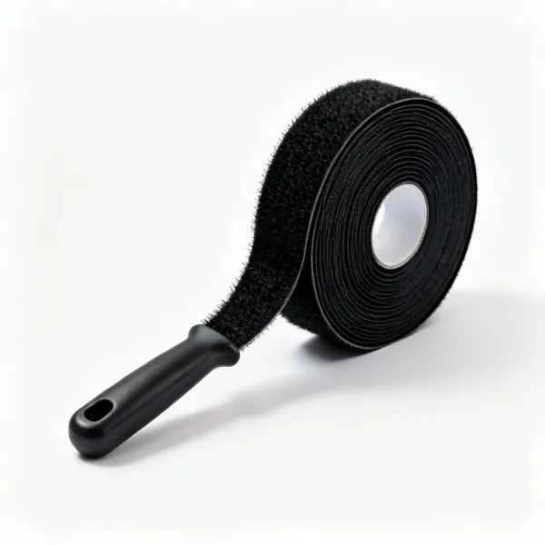 Hook & loop tape: Strips of black hook and loop tape