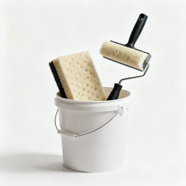 Grout sponges: Two large grouting sponges in a bucket