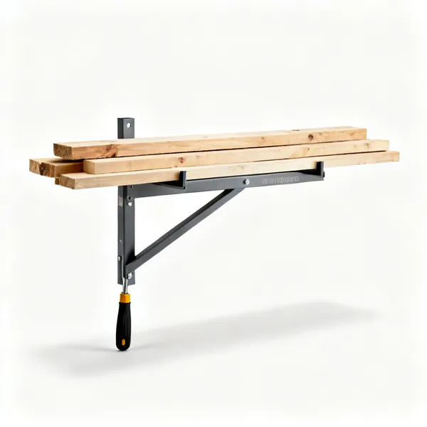 A cantilever rack holding lengths of timber