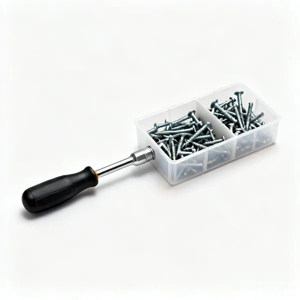 A compartment organiser box filled with screws