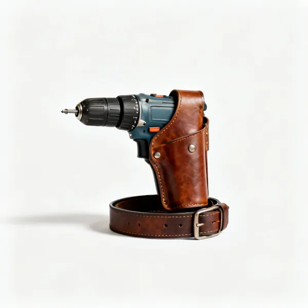 A leather drill holster on a belt