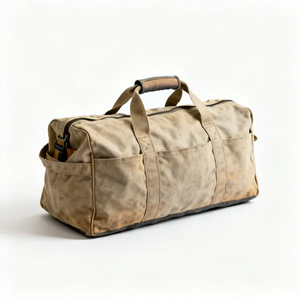A large canvas duffel tool bag