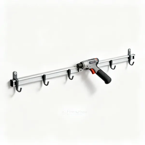 French cleat rail: A French cleat wall rail system with tool holders