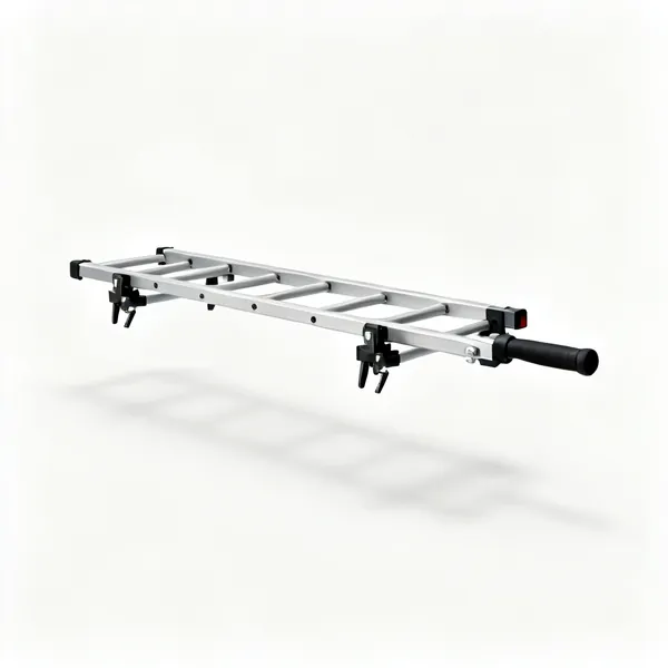 Ladder rack & clamps: A van ladder rack with clamps