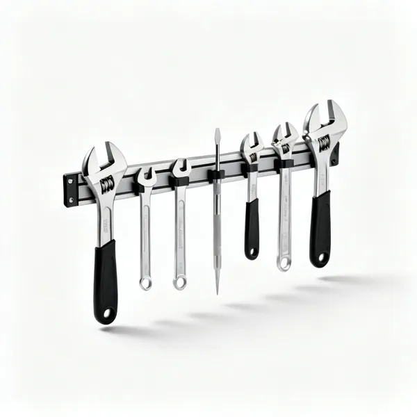 Magnetic tool strip: A magnetic tool holder strip with tools on it