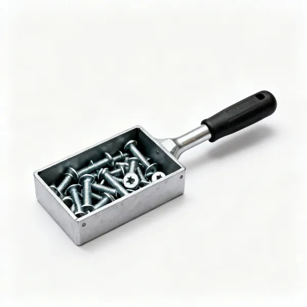 A magnetic parts tray with bolts in it