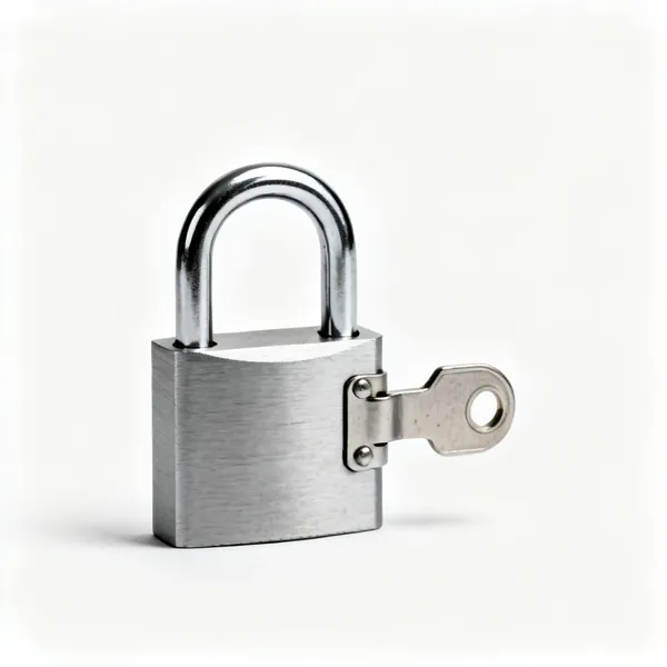 Padlock & hasp: A closed shackle padlock and hasp