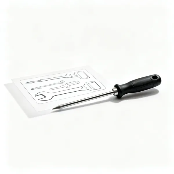 A shadow board with tool outlines and tools