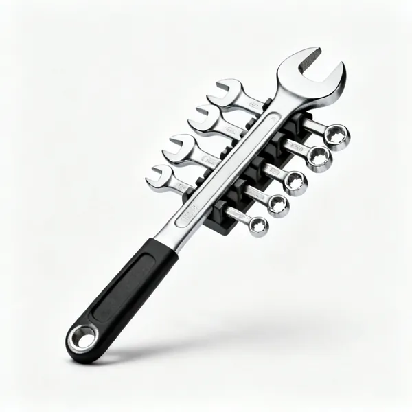 Spanners held in order on a spanner rack