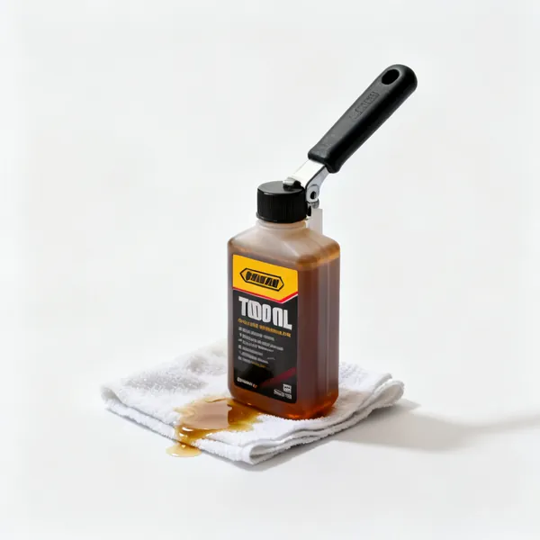 Oil & rag: A bottle of tool oil with an oily rag