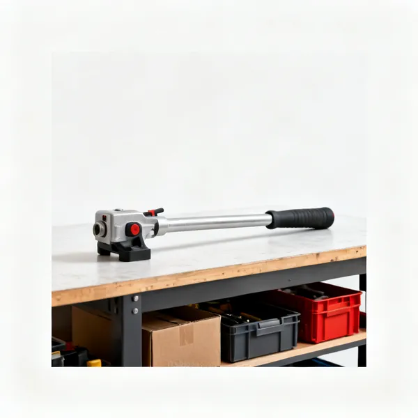 Under bench storage: Storage boxes and shelves under a workbench