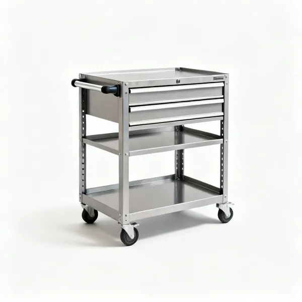 Steel van racking with shelves and drawers