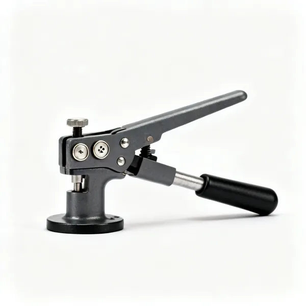 Button press: An upholstery button making press with buttons