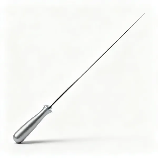 A very long upholstery buttoning needle