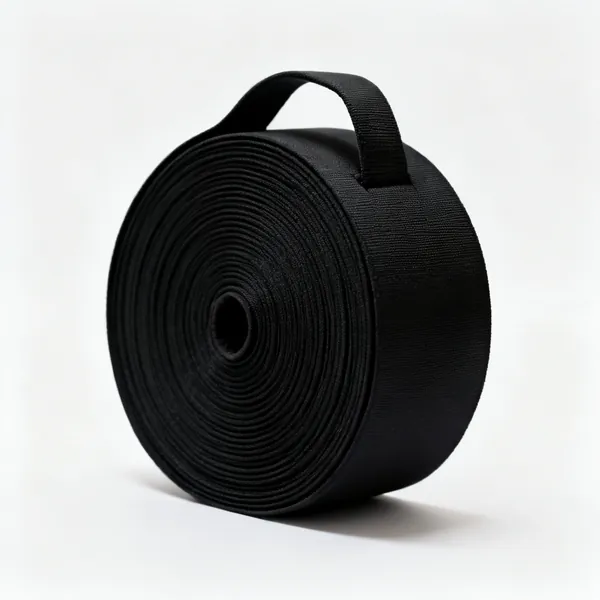 Elastic webbing: A roll of black elastic upholstery webbing
