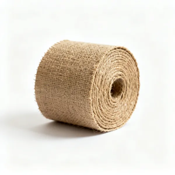 A roll of jute hessian upholstery fabric