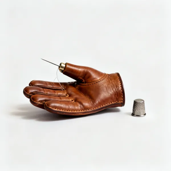 Thimble & palm: A leather sewing palm and thimble