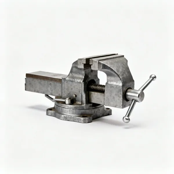 A heavy steel bench vice