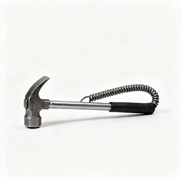 A welding chipping hammer with a coiled handle