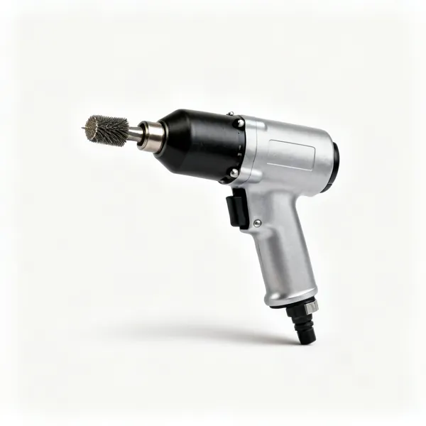 A pneumatic die grinder with a burr bit