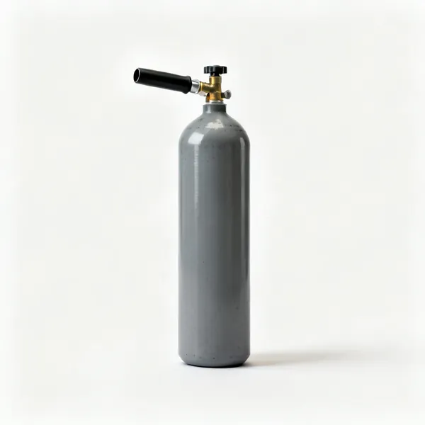 A grey shielding gas cylinder bottle