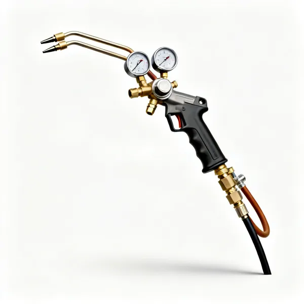 Oxy acetylene set: An oxy acetylene welding torch with twin hoses and gauges