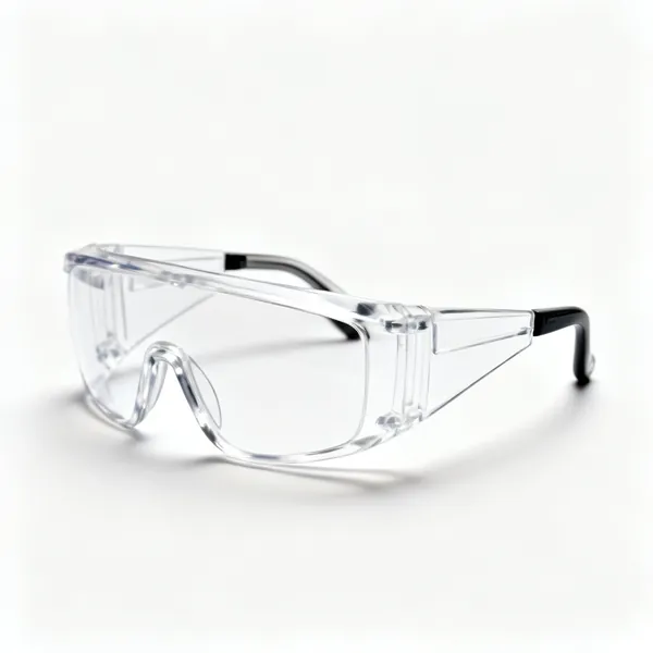 A pair of clear safety glasses