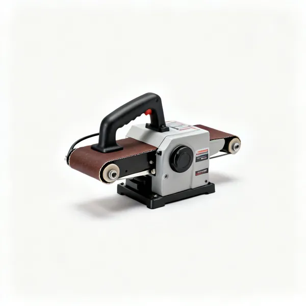 A bench belt sander for metal