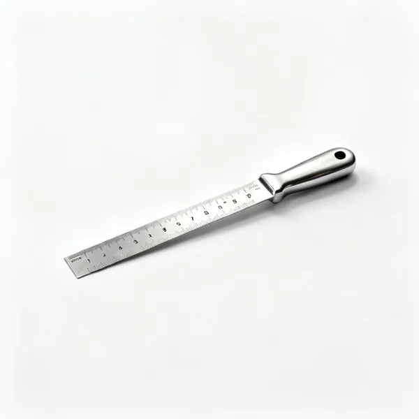 A stainless steel rule with engraved markings
