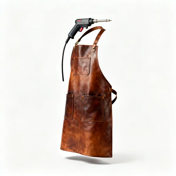 A leather welding apron