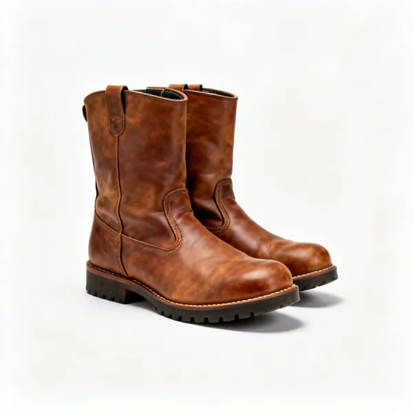 Welding boots: A pair of leather welding safety boots