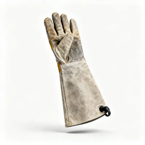 A pair of long leather welding gauntlets