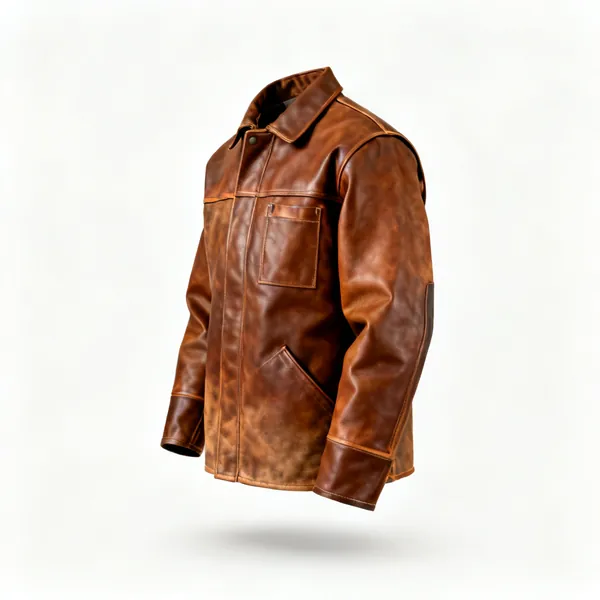 Leather jacket or sleeves: A brown leather welding jacket
