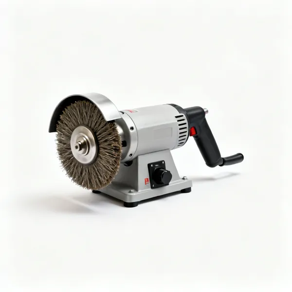 Bench wire wheel: A bench grinder with a wire wheel