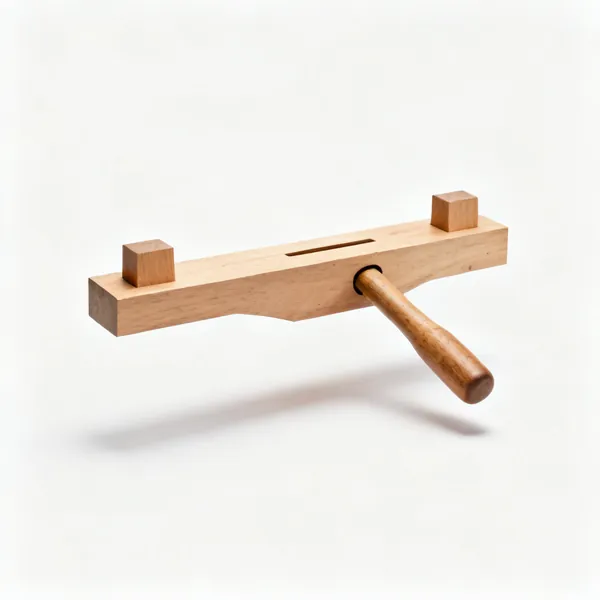 A wooden bench hook with a raised stop at each end